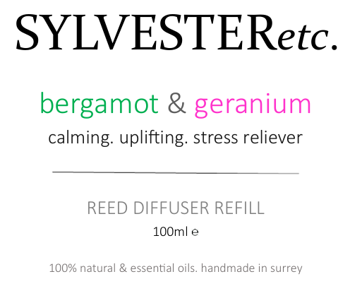 NEW Bergamot & Geranium Amethyst Crystal Reed Diffuser REFILL