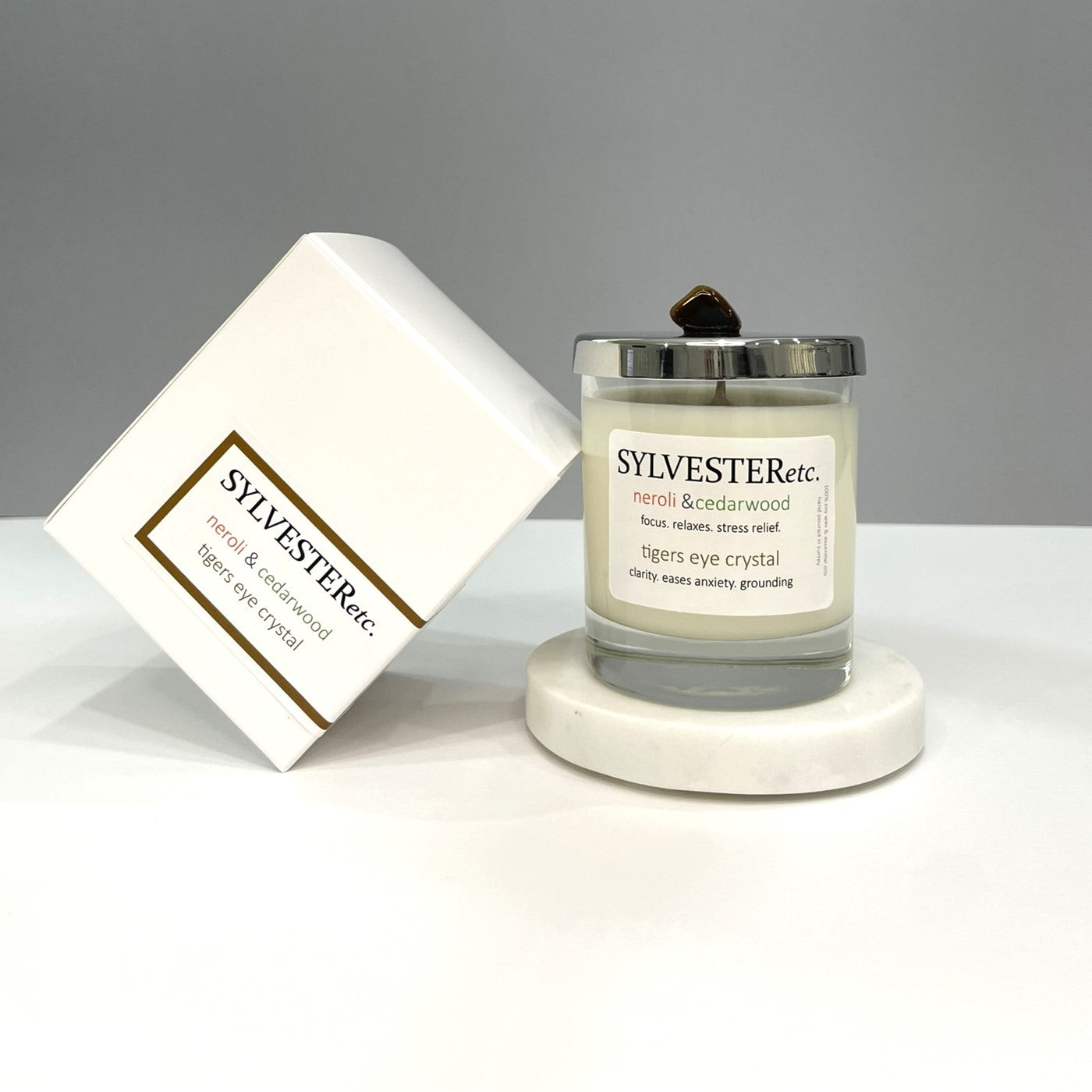 Neroli & Cedarwood Tigers Eye Crystal Candle