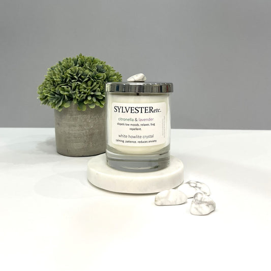 Citronella & Lavender White Howlite Crystal Candle