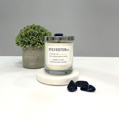 Rosemary & Lemongrass Sodalite Crystal Candle