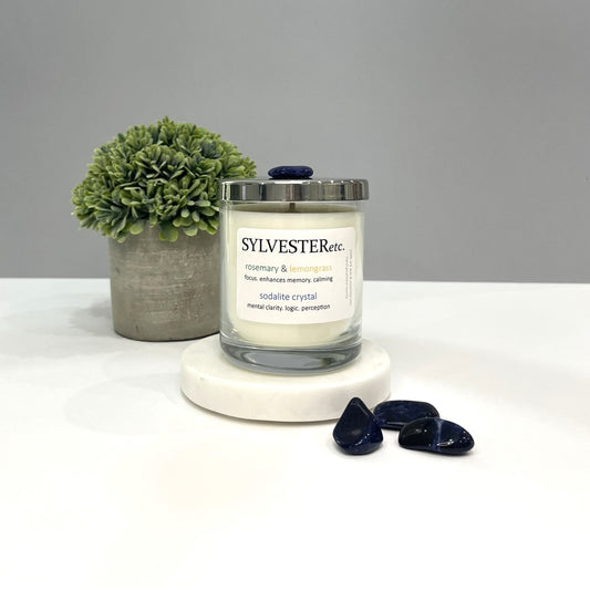 Rosemary & Lemongrass Sodalite Crystal Candle