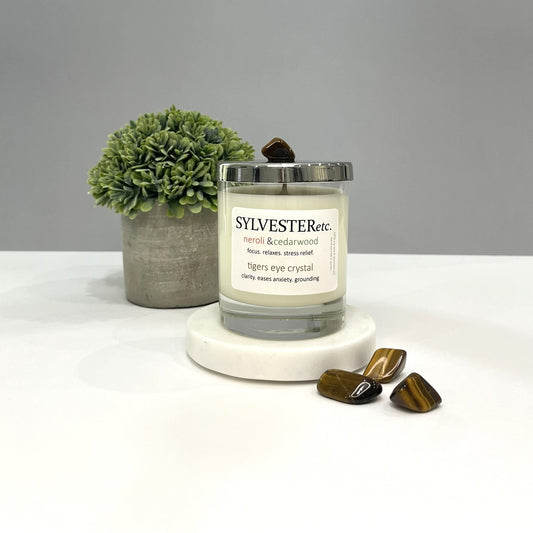 Neroli & Cedarwood Tigers Eye Crystal Candle