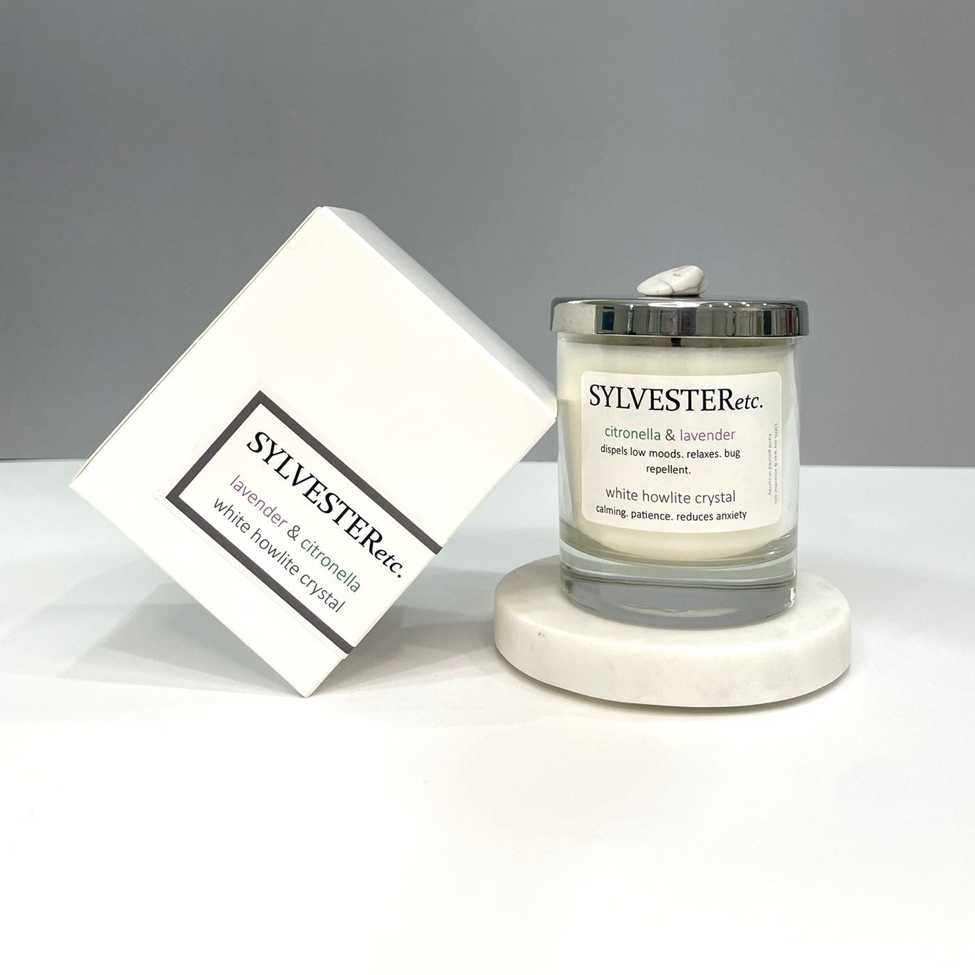 Citronella & Lavender White Howlite Crystal Candle
