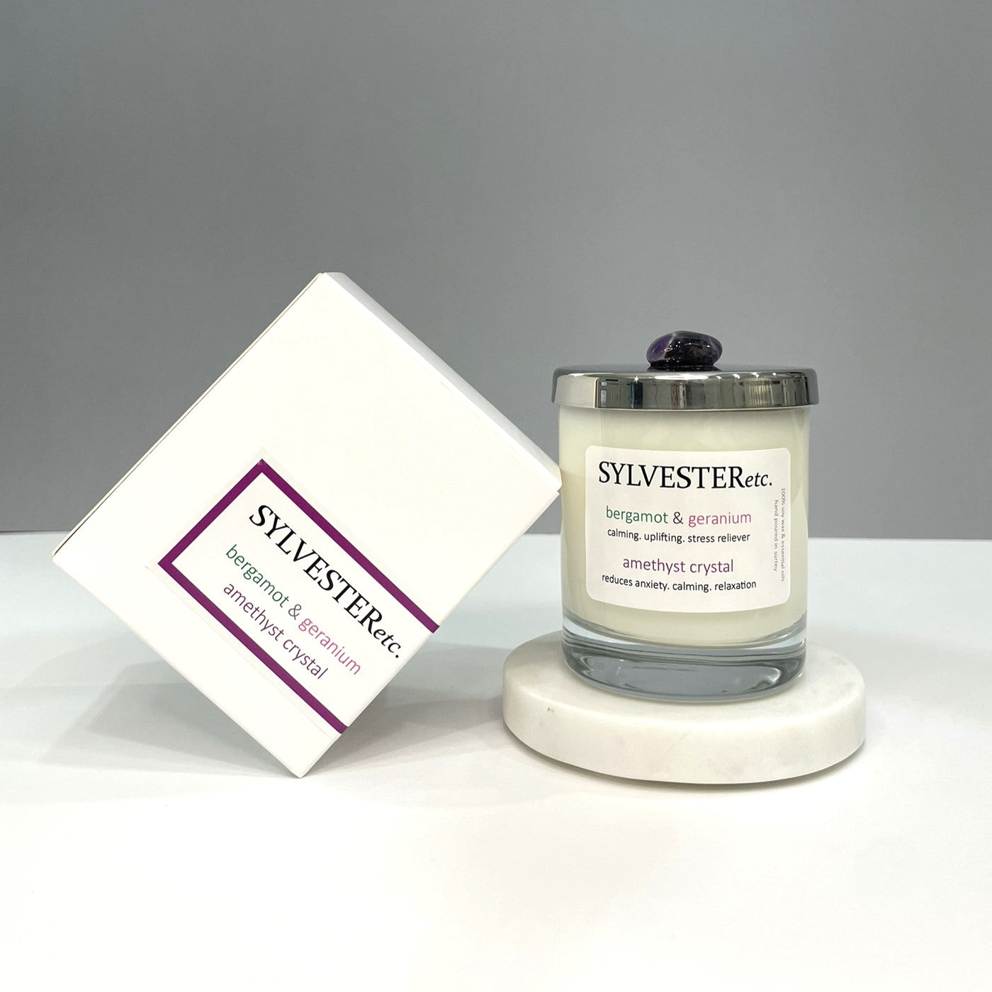 Bergamot & Geranium Amethyst Crystal Candle