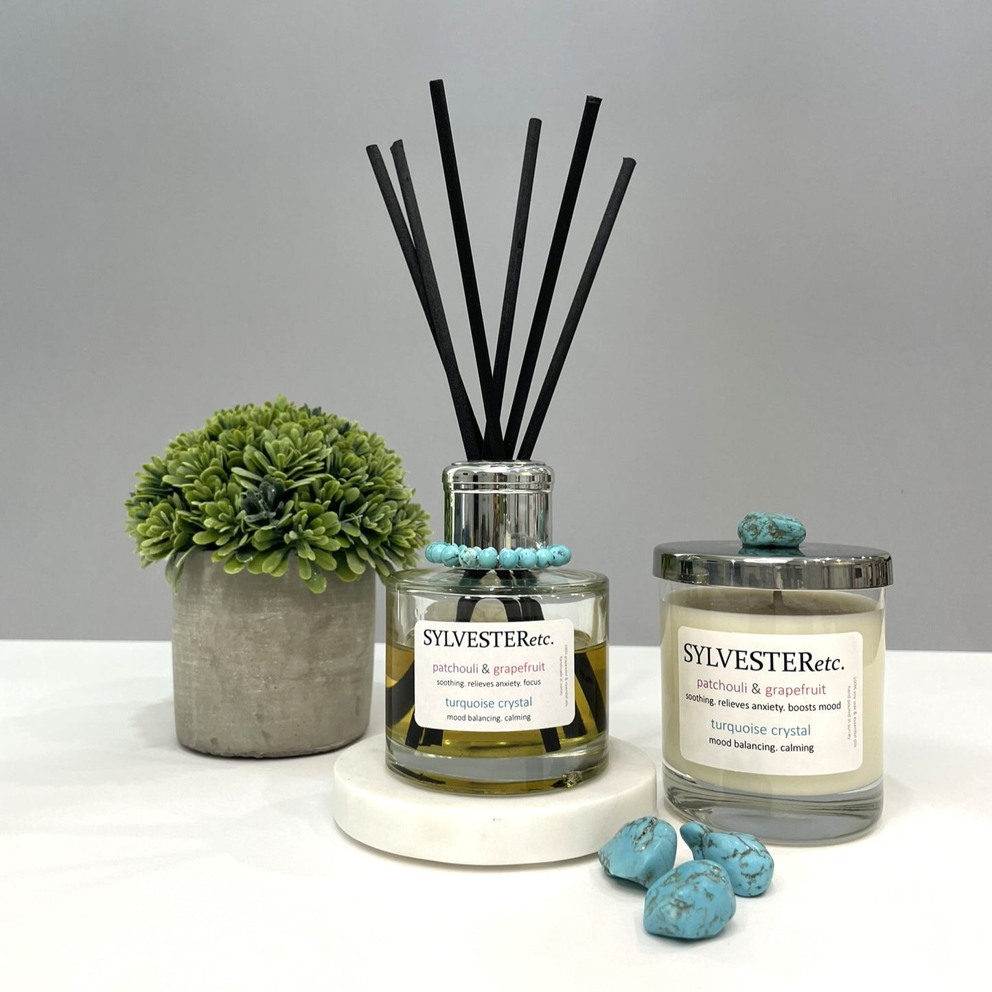 Patchouli & Grapefruit Turquoise Crystal Reed Diffuser