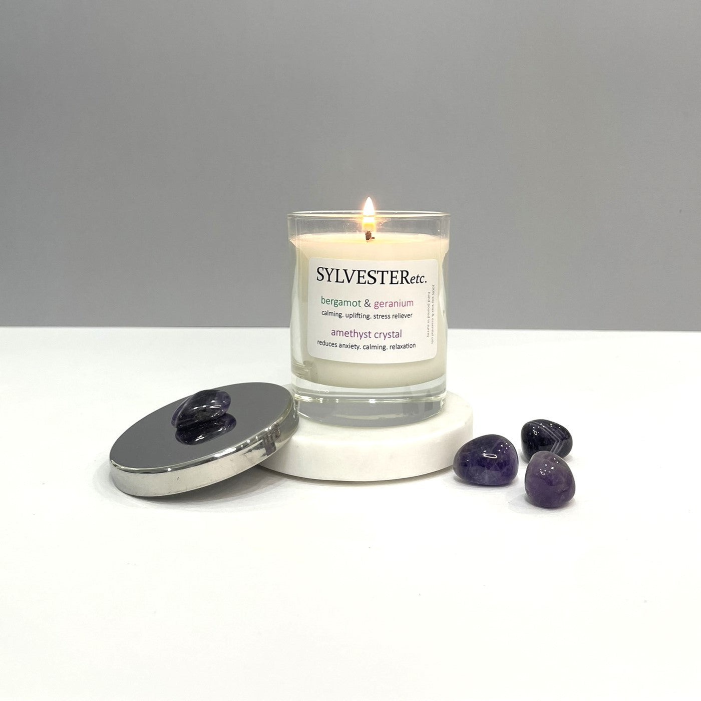 Bergamot & Geranium Amethyst Crystal Candle